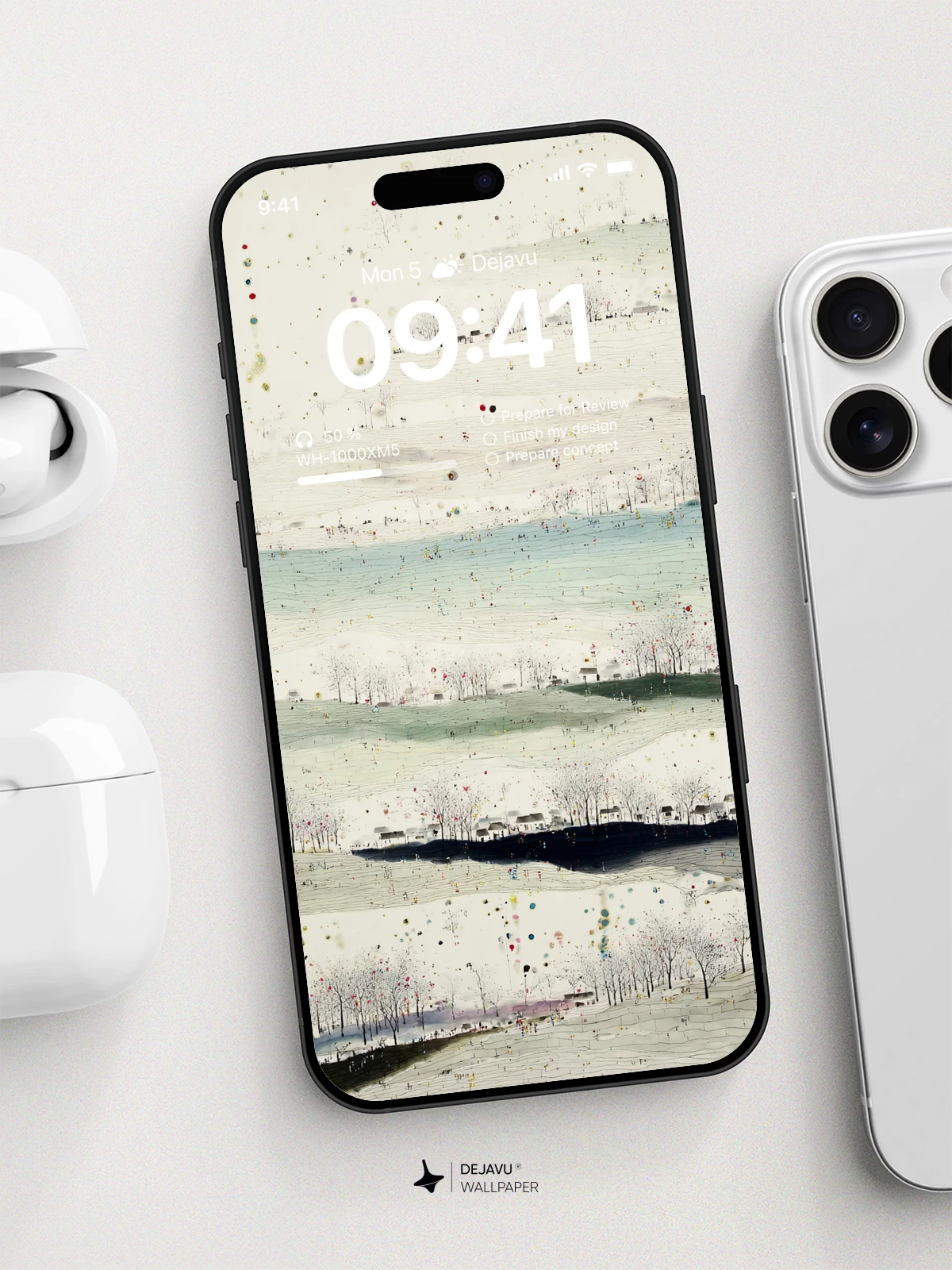 Wu Guanzhong Style Abstract Landscape Wallpaper 8K