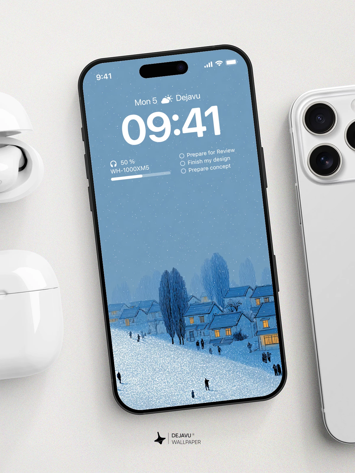 Winter Serenity 8K Wallpaper: Snowy Village Dreams