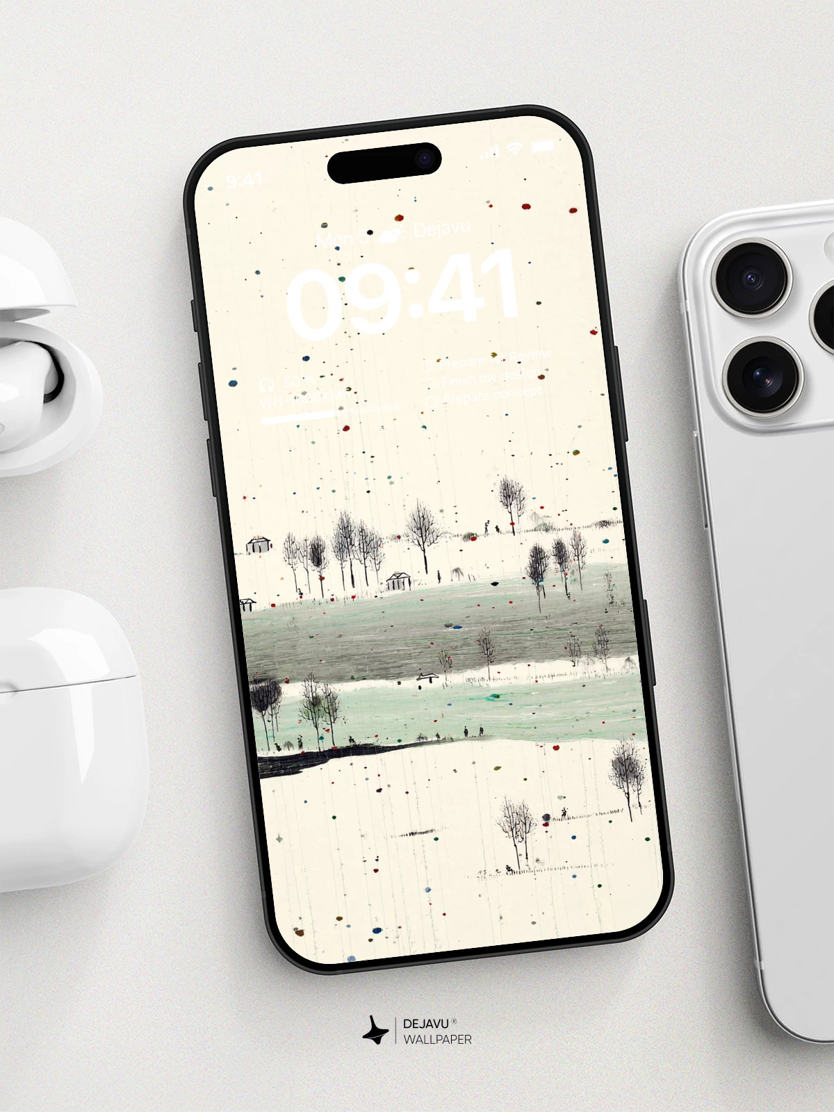 Wu Guanzhong Style Landscape Wallpaper 8K