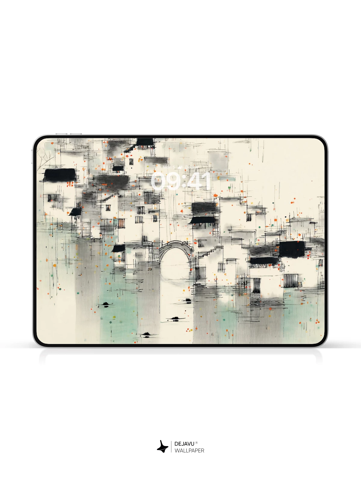 Wu Guanzhong Style Ink Village Wallpaper 8K