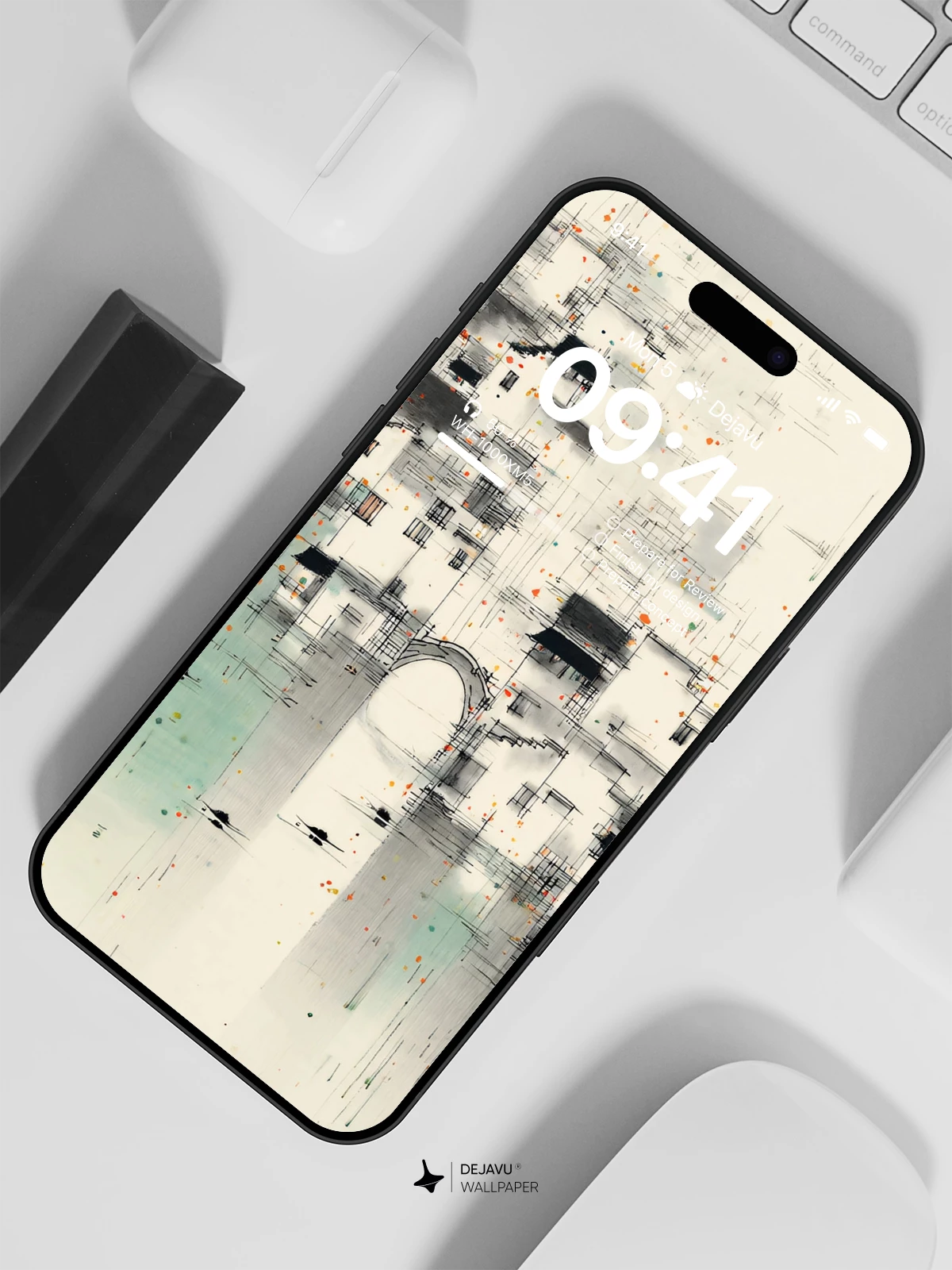 Wu Guanzhong Style Ink Village Wallpaper 8K