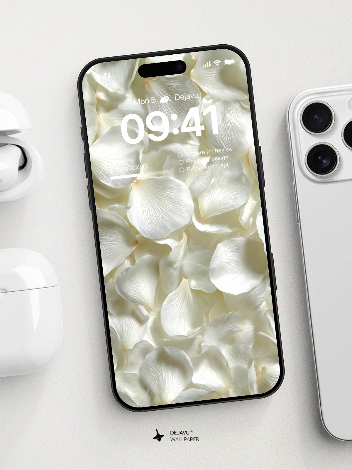 White Rose Petals Wallpaper 8K for iPhone & Android