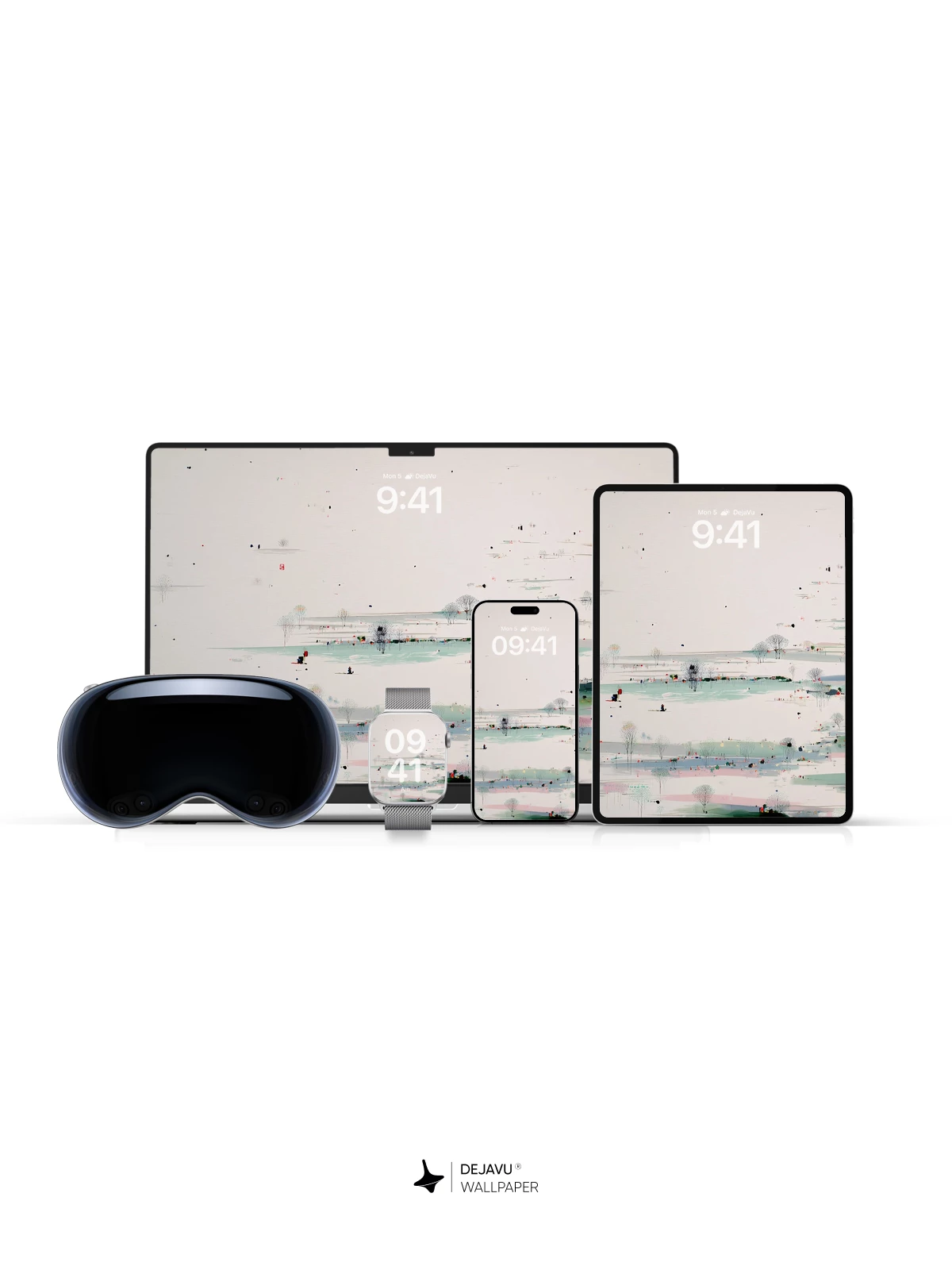 Wu Guanzhong Inspired Landscape Wallpaper 8K