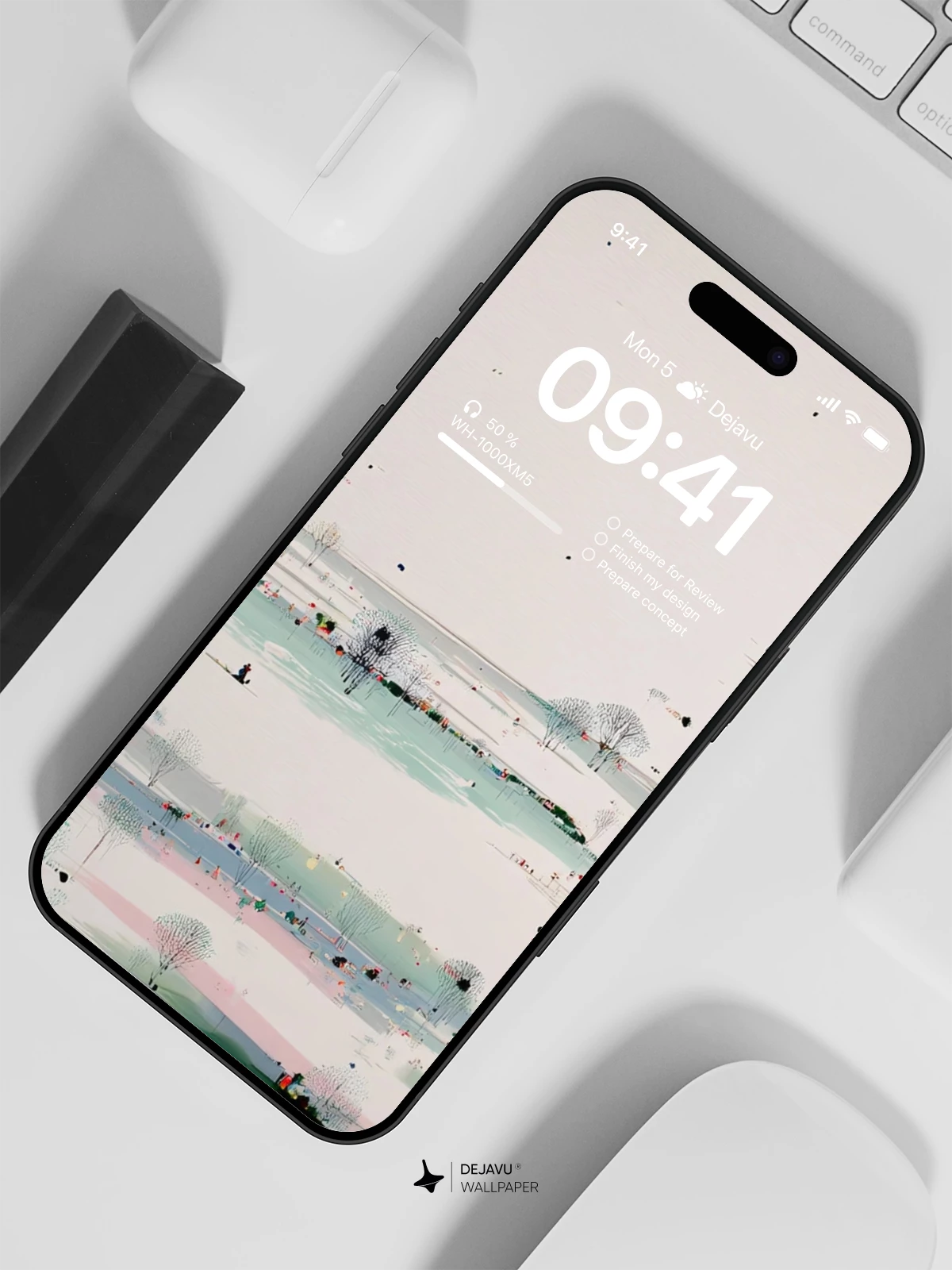 Wu Guanzhong Inspired Landscape Wallpaper 8K