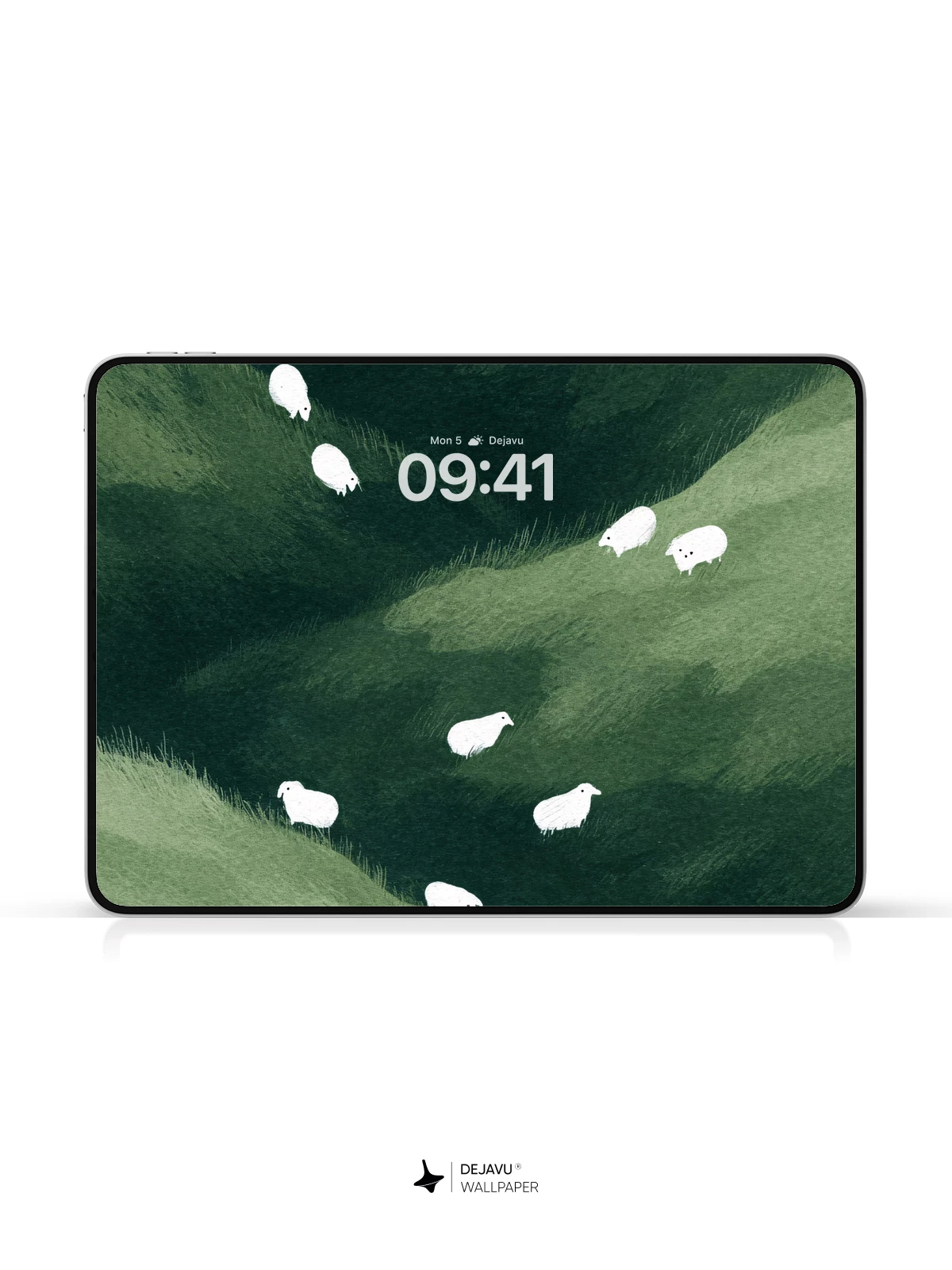 White Sheep on Green Hills Wallpaper 8K