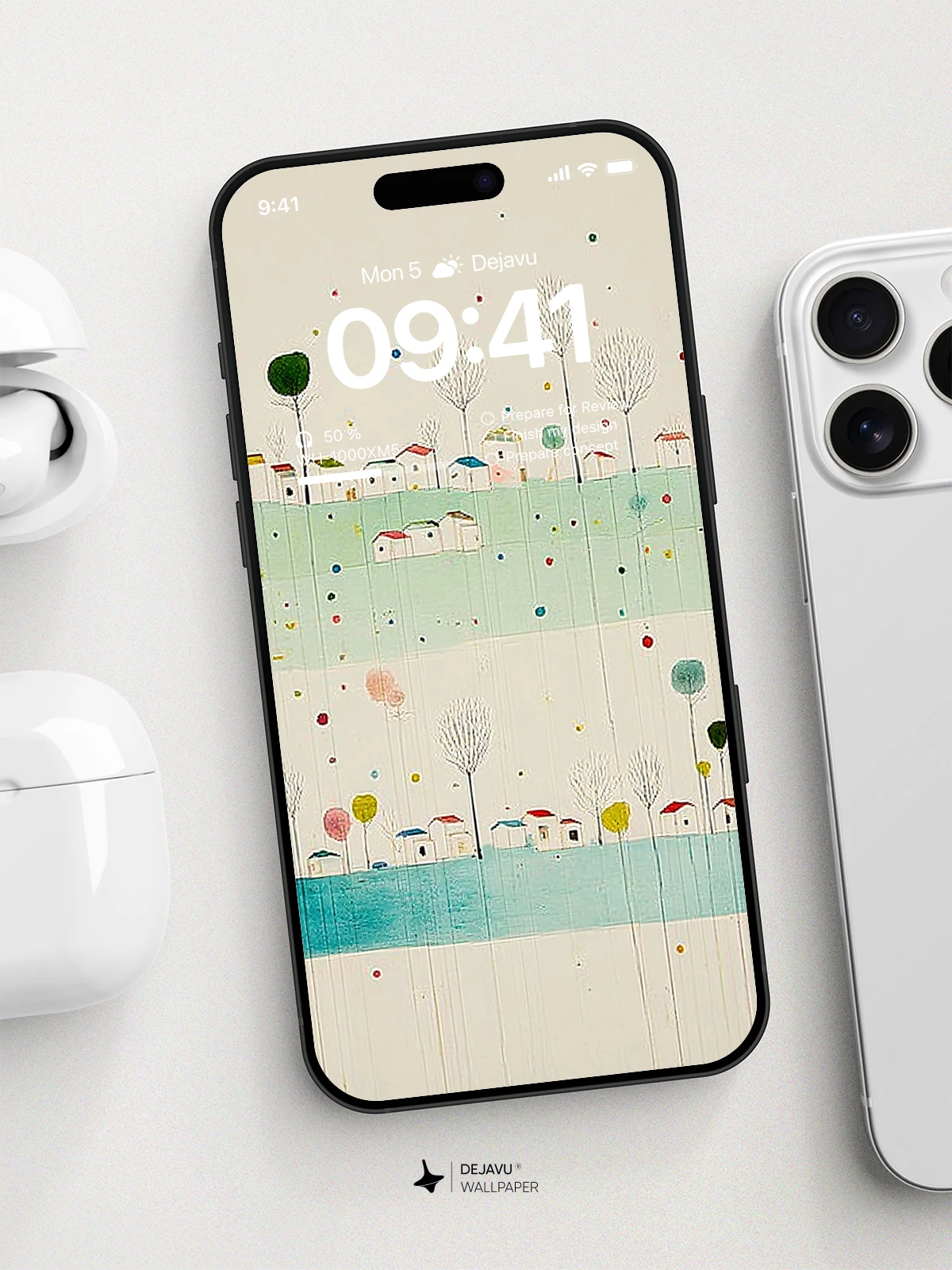 Whimsical Village Hillside Wallpaper 8K for iPhone & Android