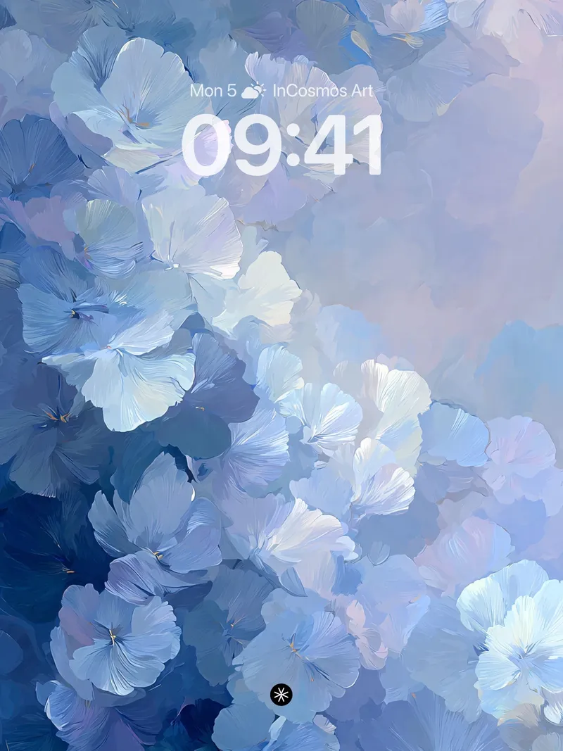 Serene Blue Petals Wallpaper with Soft Haze