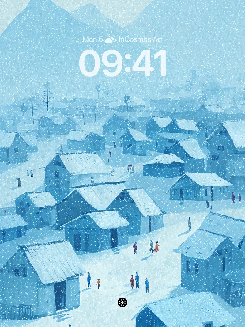 Winter Serenity Snowy Village Wallpaper