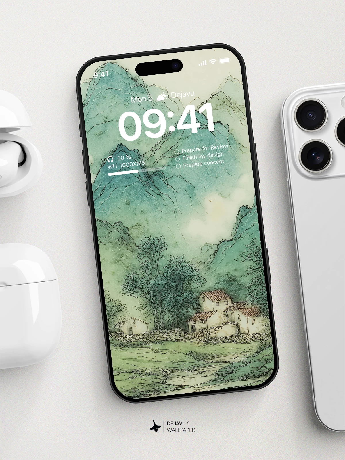 Tranquil Mountain Village 8K Wallpaper for iPhone and Android