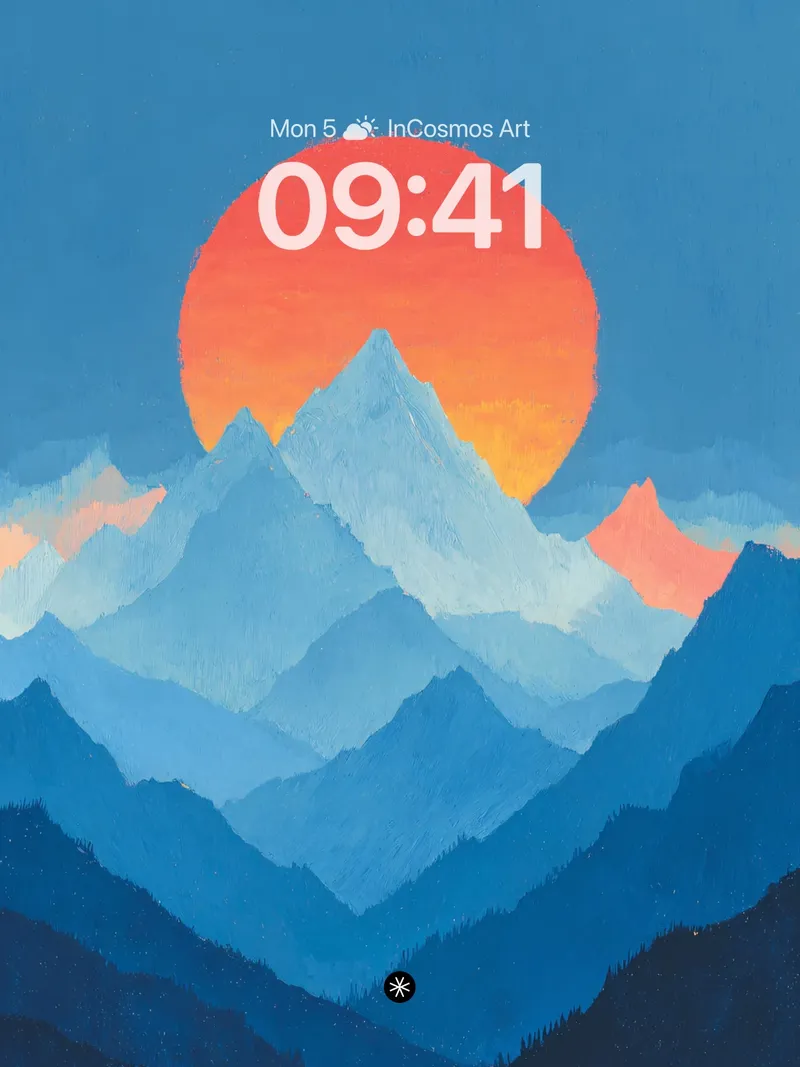 Serene Mountain Sunset Wallpaper with Layered Blues