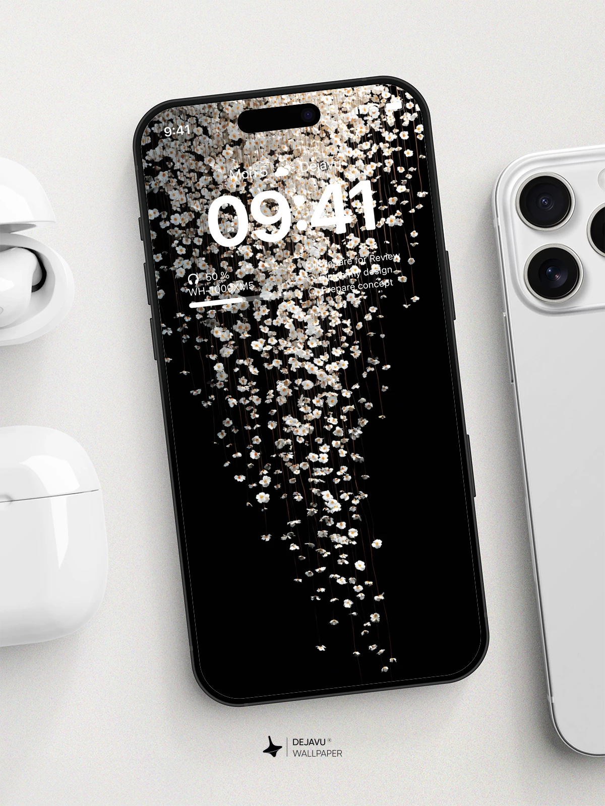 White Falling Flowers Wallpaper 8K