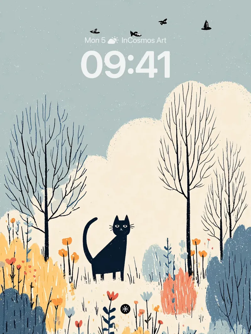 Mystic Autumn Cat Wallpaper