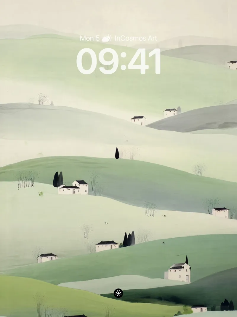 Serene Hillside Wallpaper with Soft Gradient