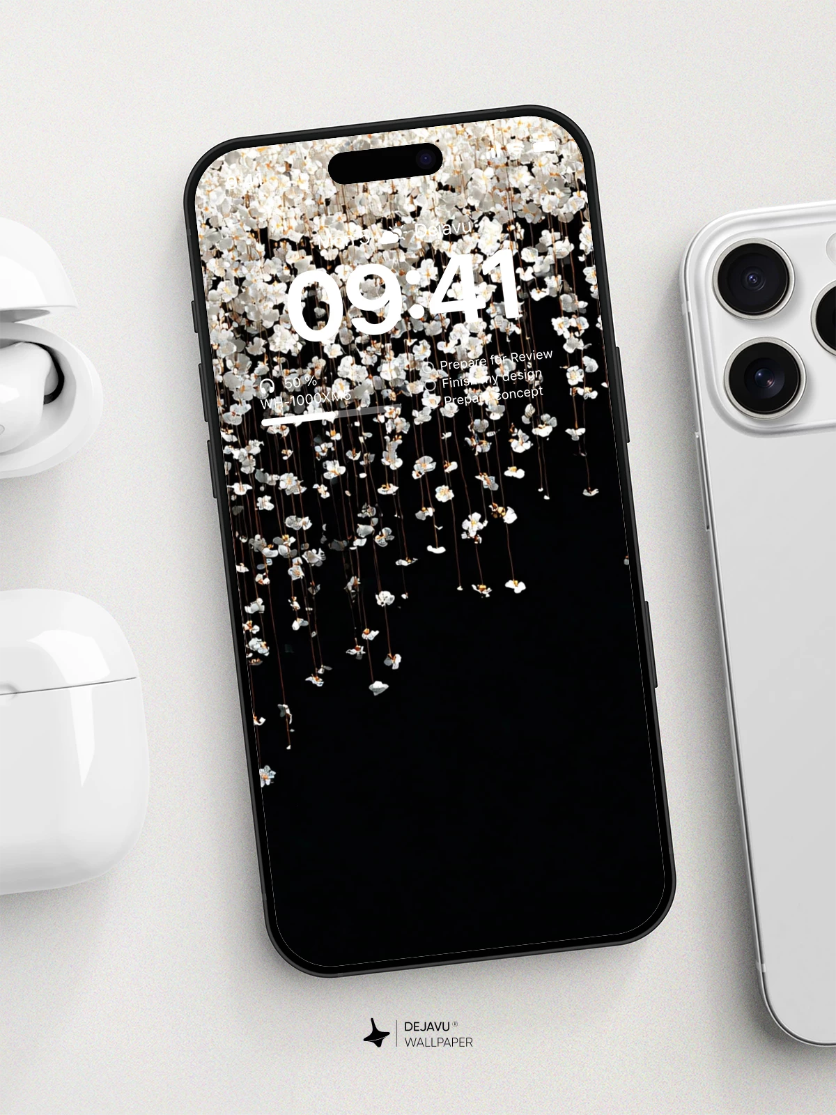 White Falling Flowers Wallpaper 8K