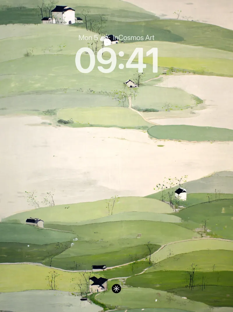 Serene Hillside Wallpaper with Pastel Gradients
