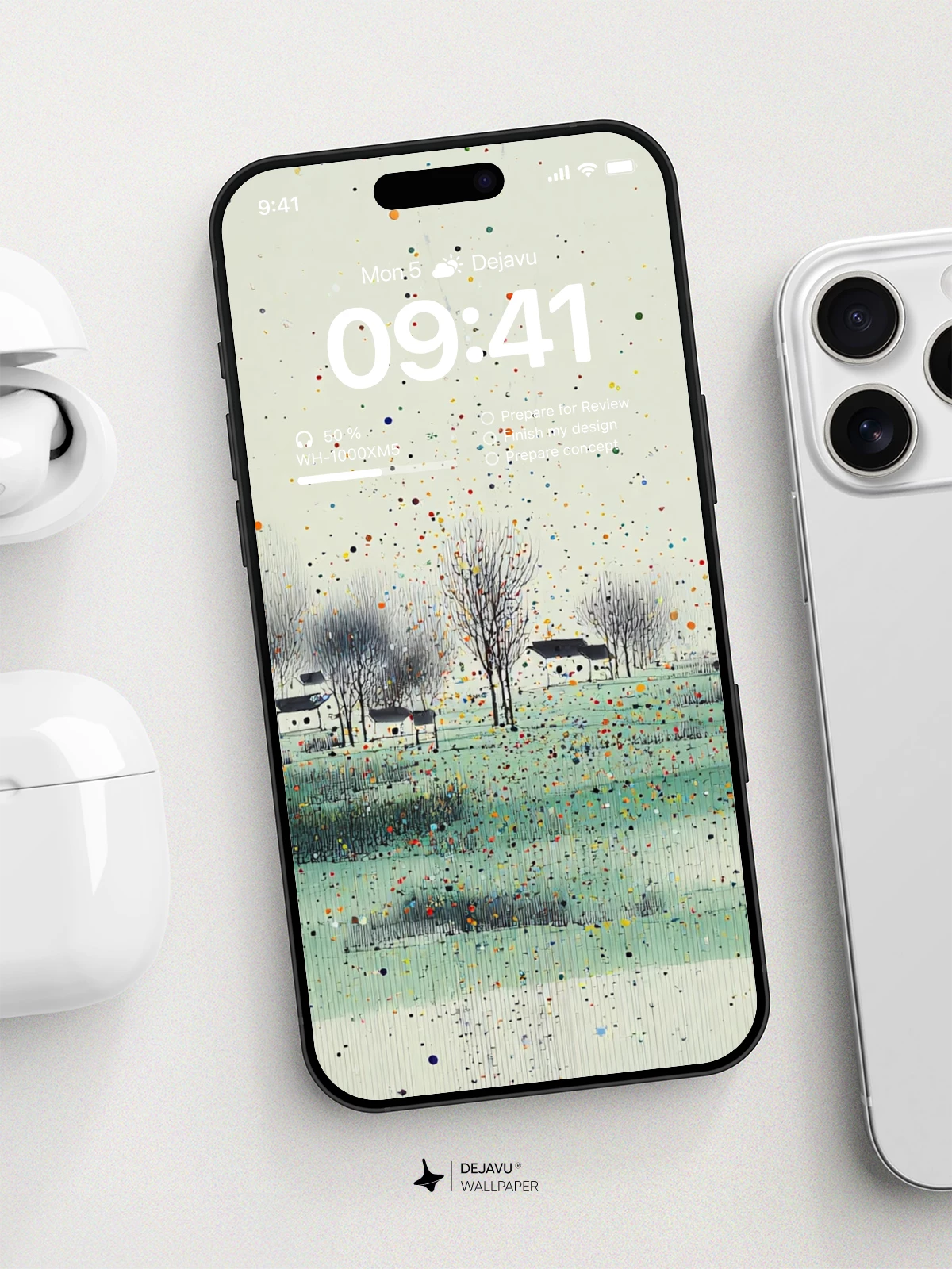 Wu Guanzhong Style Abstract Landscape Wallpaper 8K