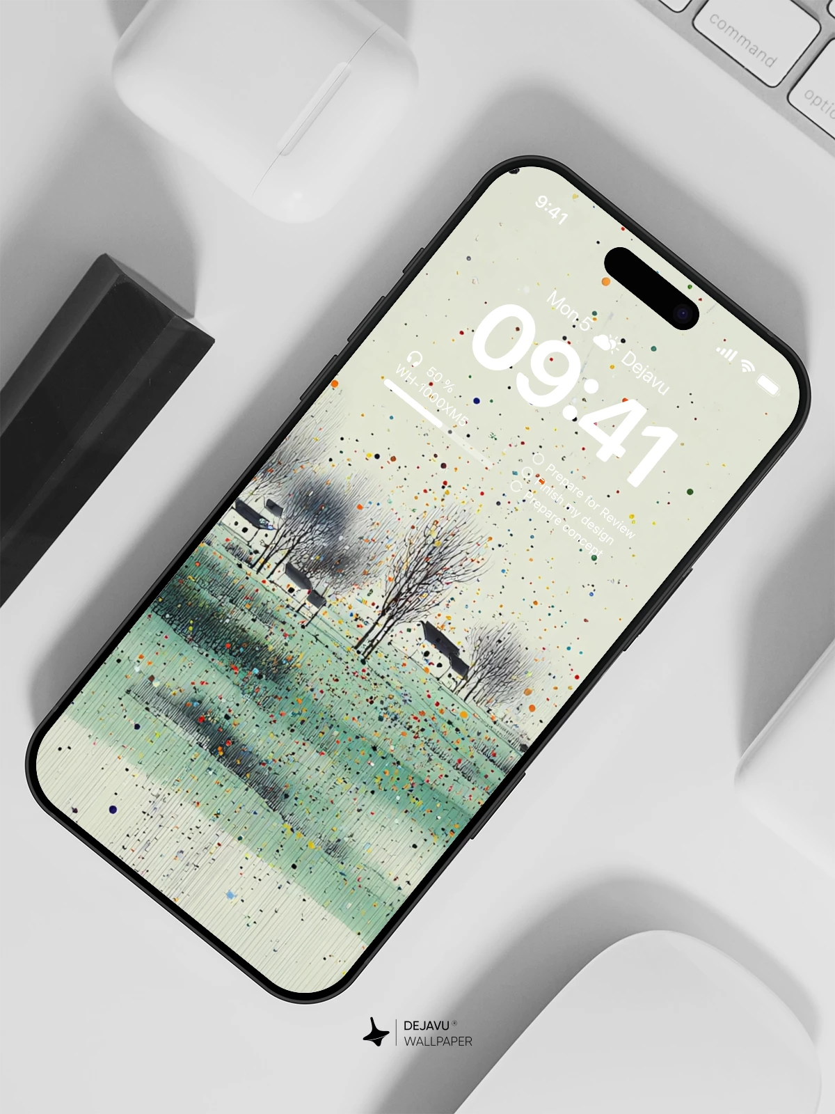 Wu Guanzhong Style Abstract Landscape Wallpaper 8K