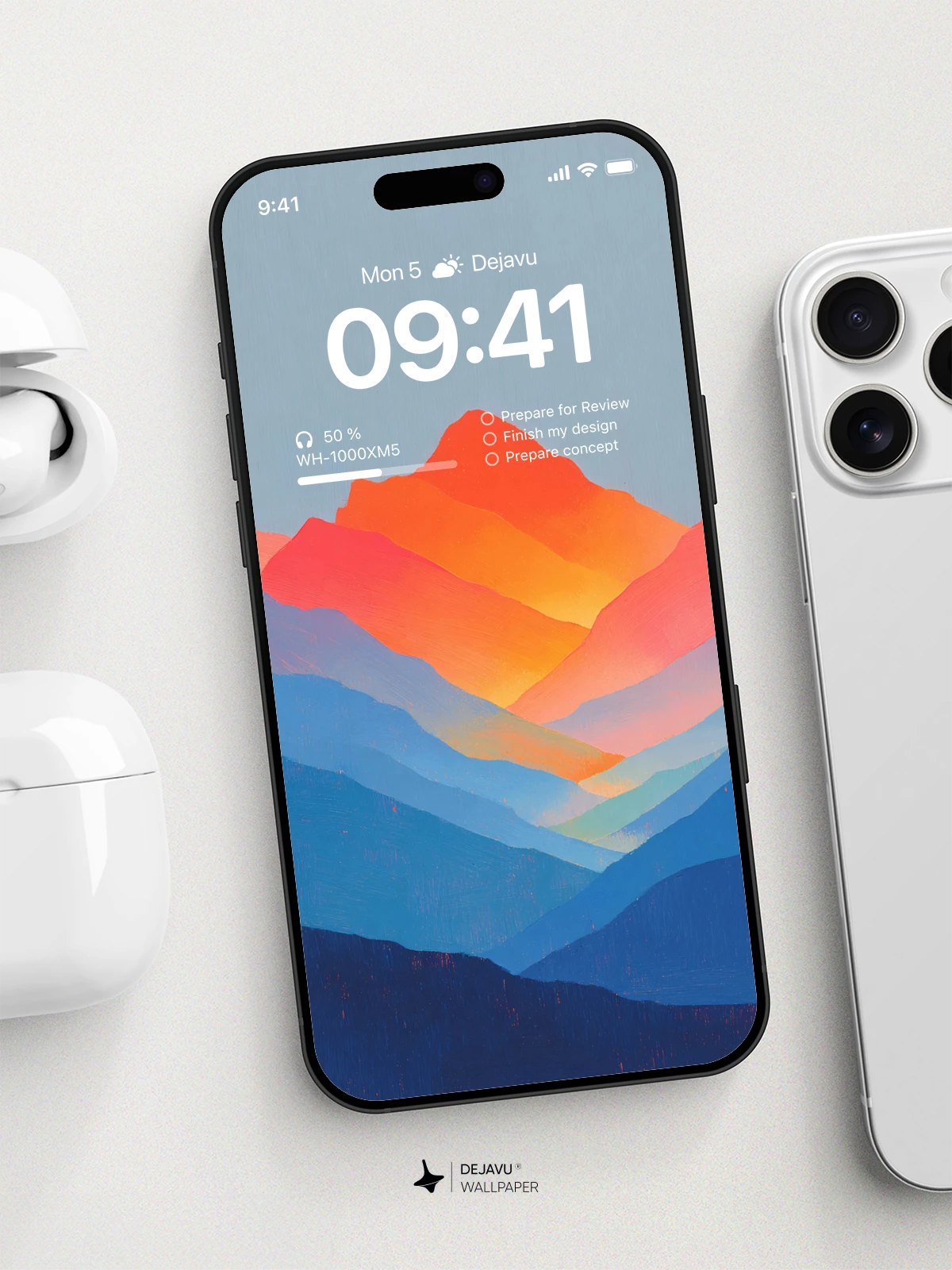 Gradient Mountain Silhouettes 8K Wallpaper for iPhone & Android
