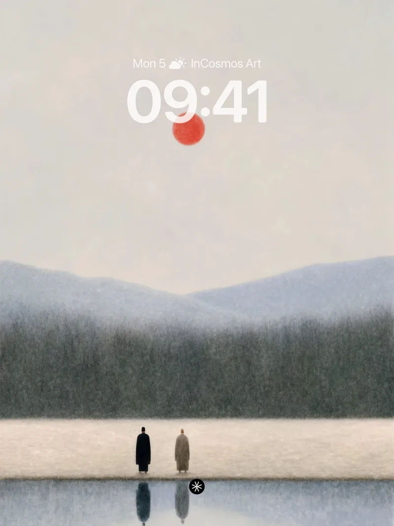Silent Horizon Wallpaper with Crimson Orb