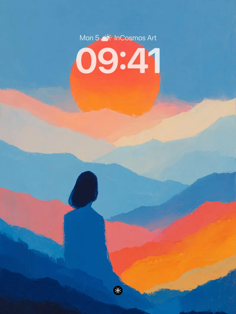 Solitude Mountain Silhouette Wallpaper with Gradient Sunset