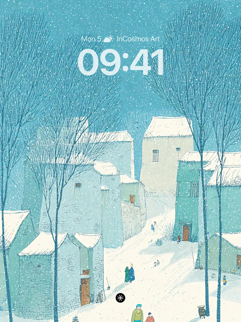 Snowy Village Serenity Wallpaper