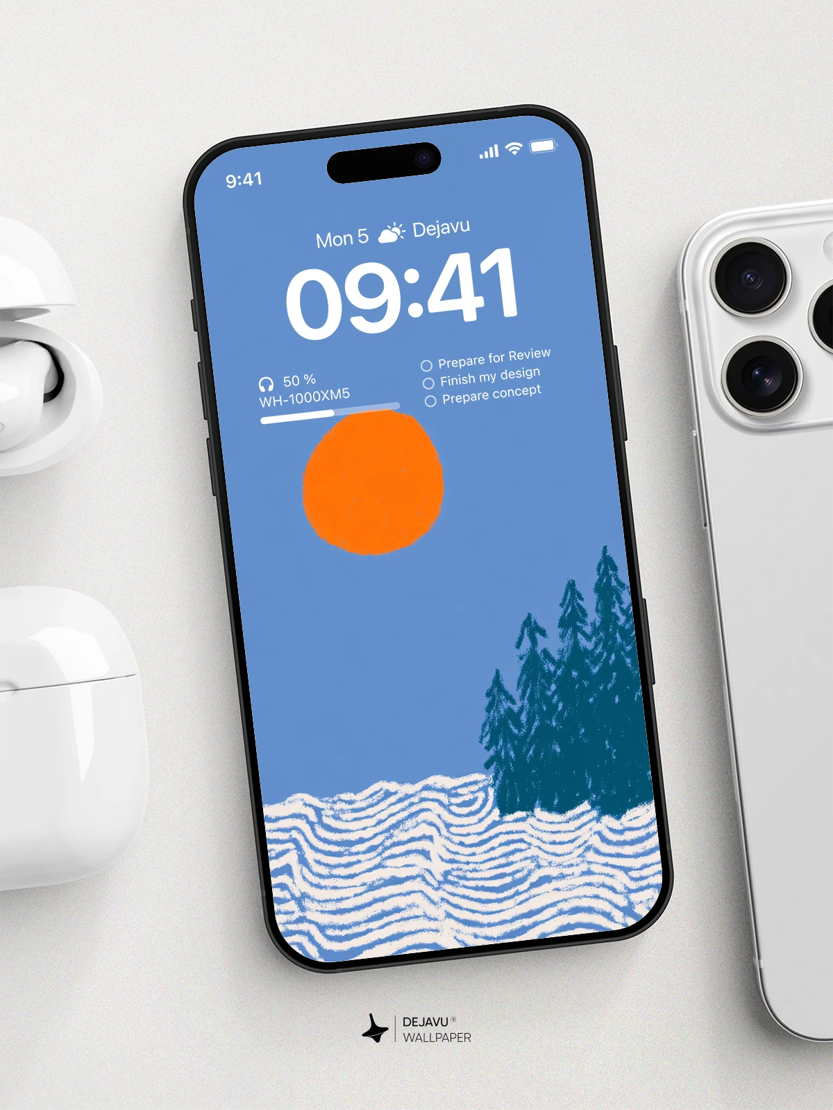 Wavy Snow Field Sunset Wallpaper 8K for iPhone and Android