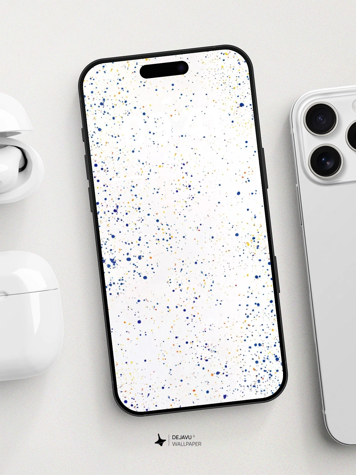 White and Blue Speckled Abstract Wallpaper 8K