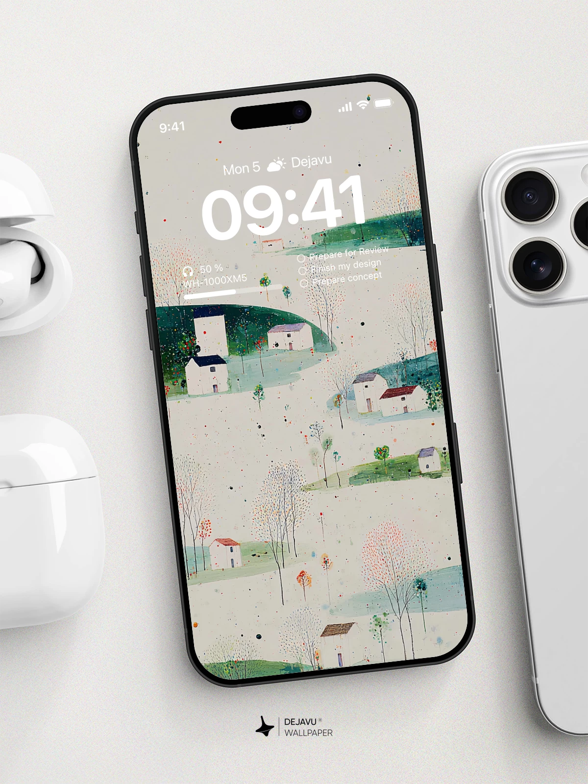 Whimsical Village Landscape Wallpaper 8K