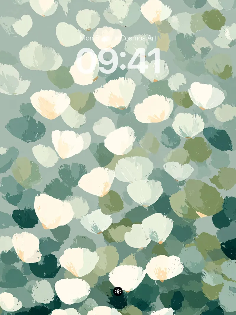 Serene Petal Drift Wallpaper in Soft Mist