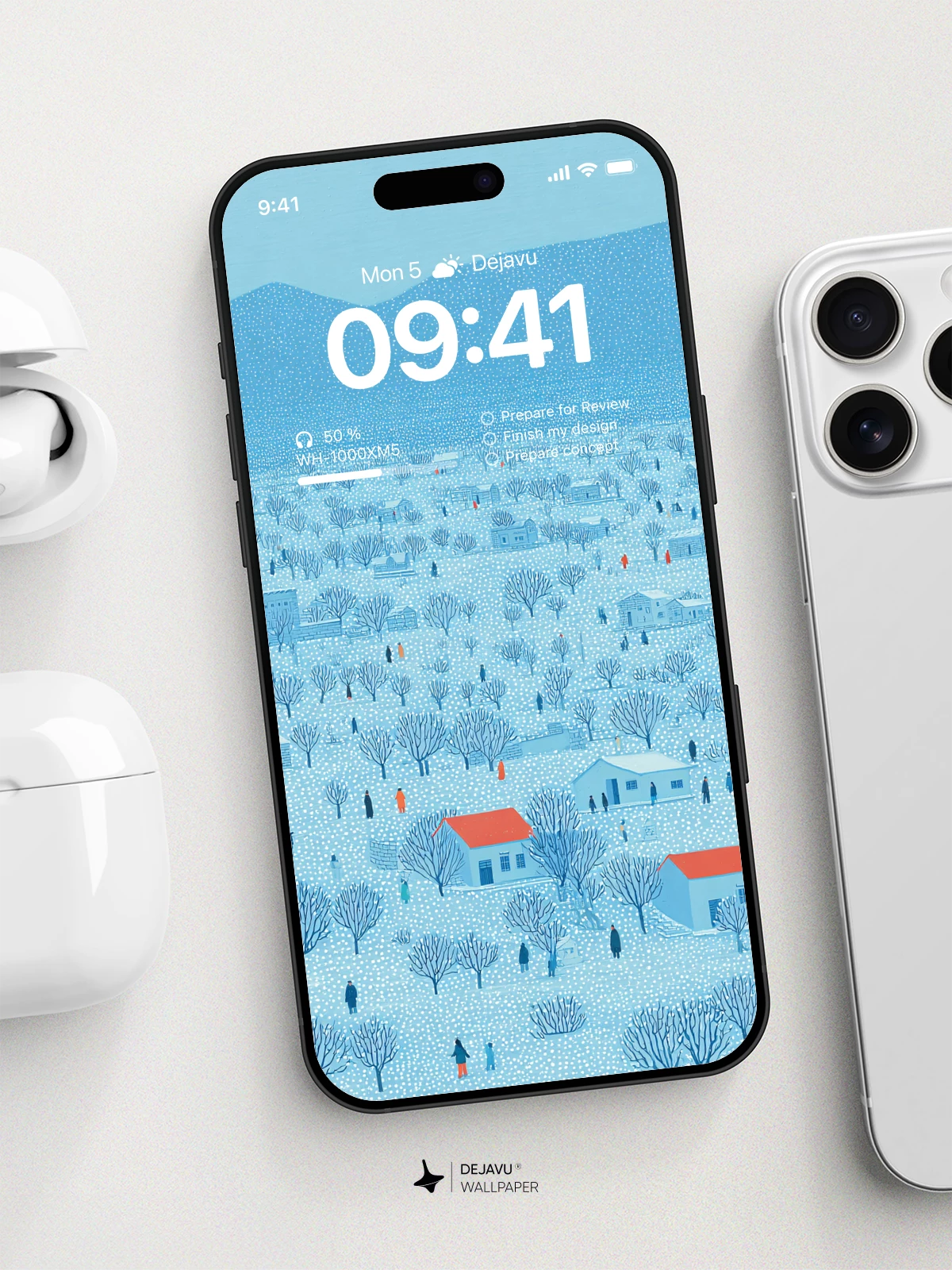 Winter Village Serenity 8K Wallpaper for iPhone & Android
