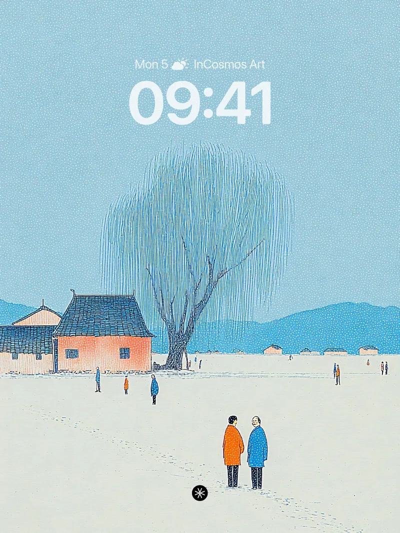 Serene Winter Landscape Wallpaper with Minimalist Charm
