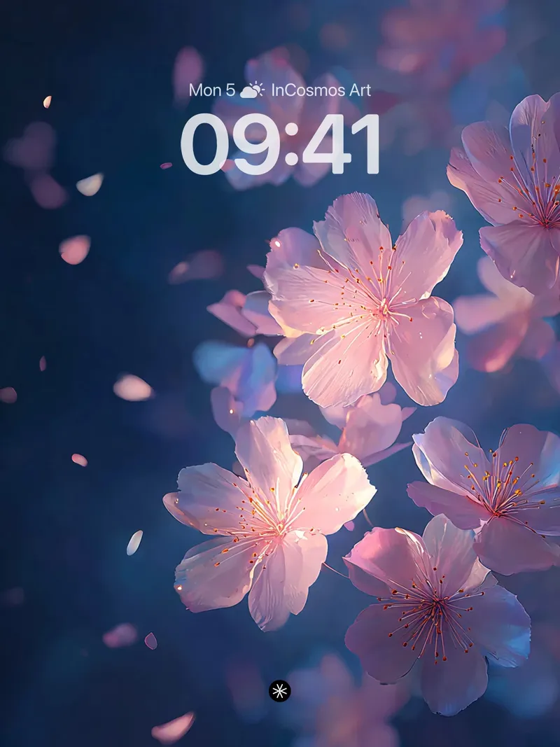 Soft Petal Drift Wallpaper in Deep Indigo