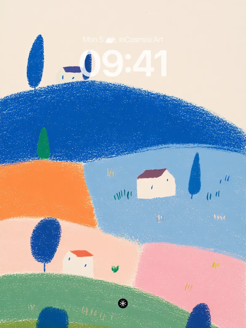 Whimsical Pastel Hills Wallpaper with Dreamy Abstract Motifs