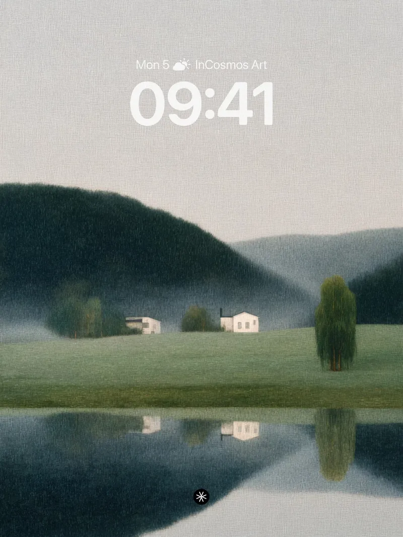 Serene Mist Valley Wallpaper with Silent Reflections