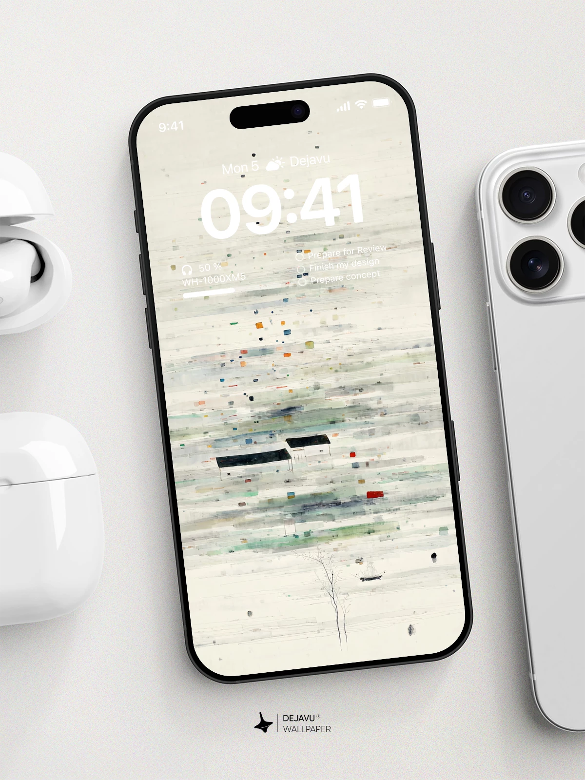 Wu Guanzhong Inspired Abstract Ink Wallpaper 8K