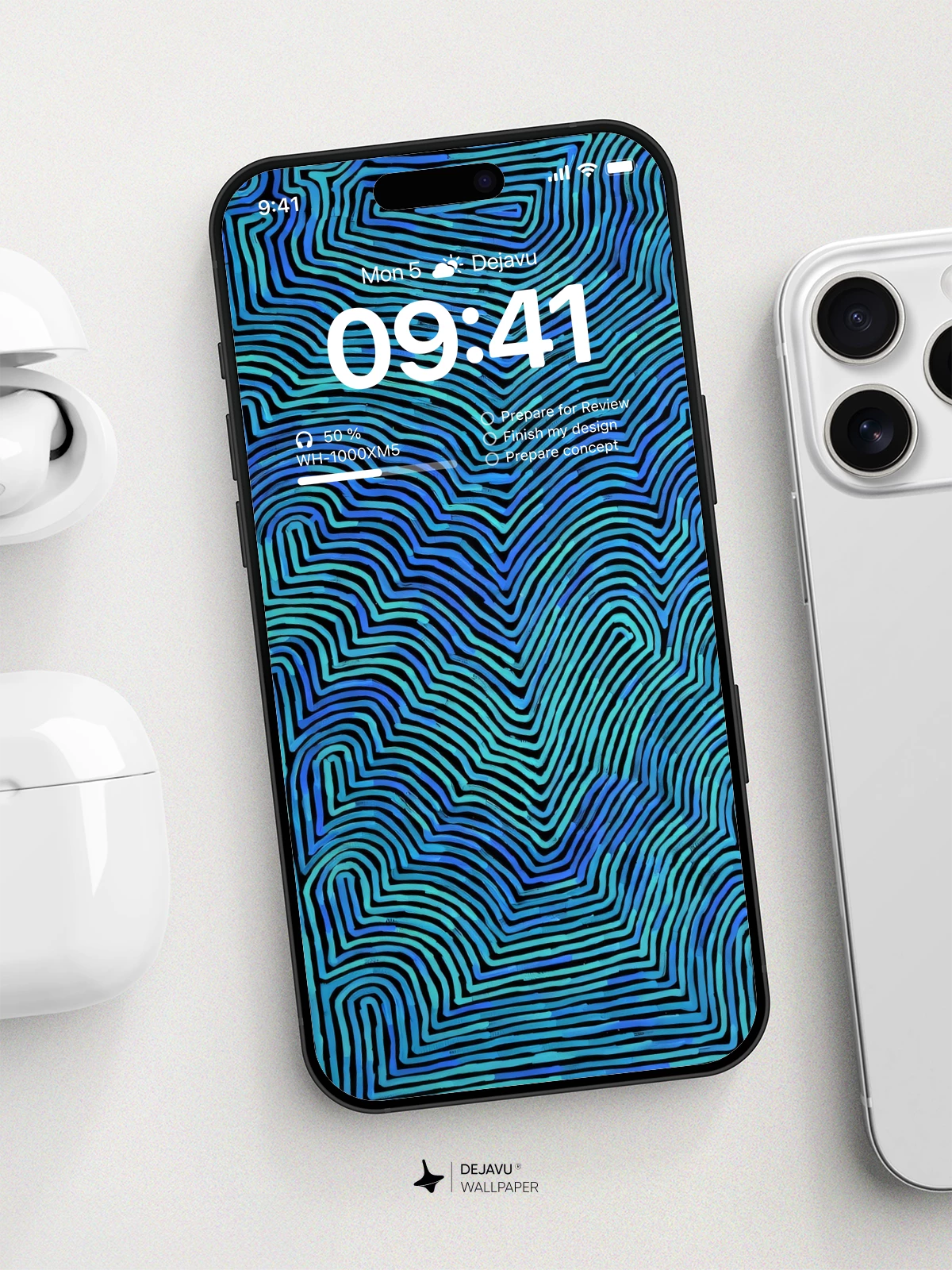 Wavy Blue Lines Abstract Wallpaper 8K