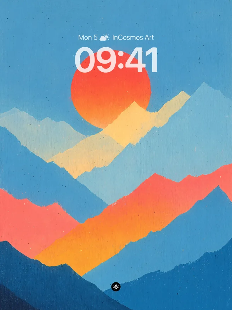 Warm Gradient Mountain Wallpaper with Silent Sun