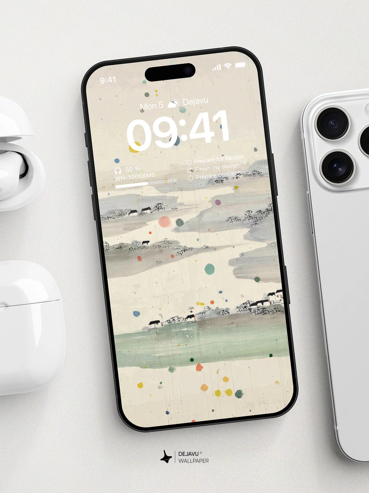 Wu Guanzhong Inspired Landscape 8K Wallpaper