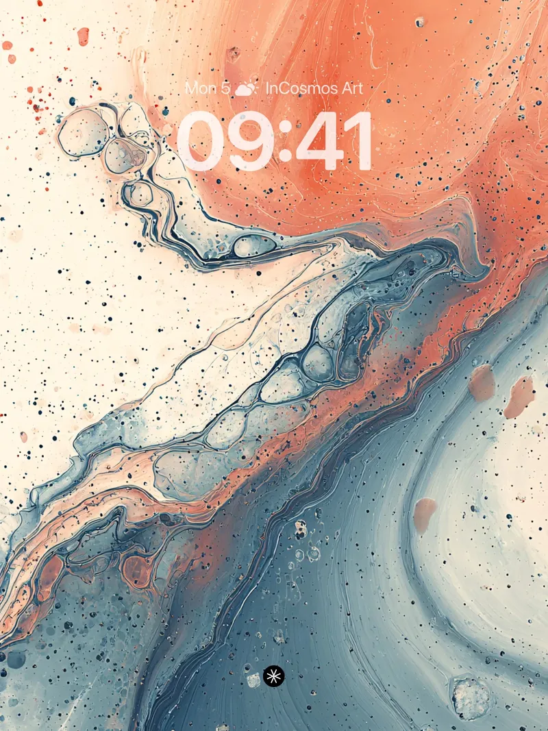 Liquid Amber Flow Wallpaper with Cobalt Veins