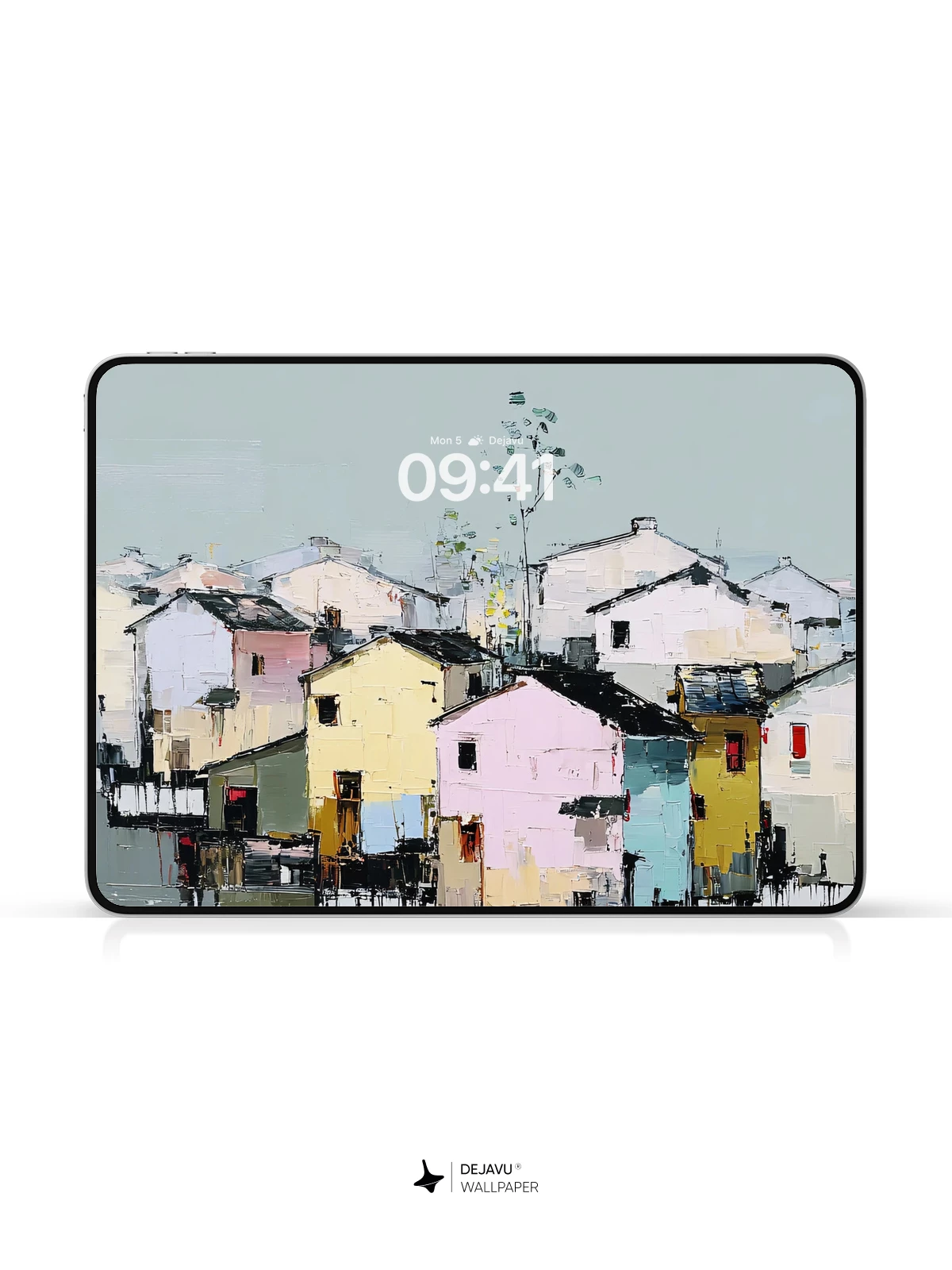 Wu Guan Zhong Style Abstract Village Wallpaper 8K