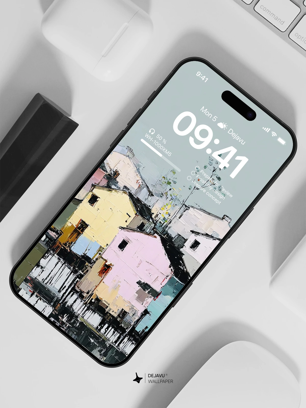 Wu Guan Zhong Style Abstract Village Wallpaper 8K