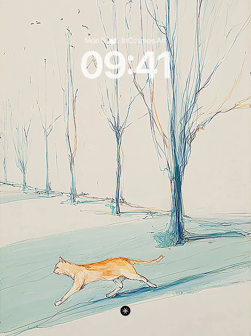 Winter Whisper Prowling Feline Wallpaper