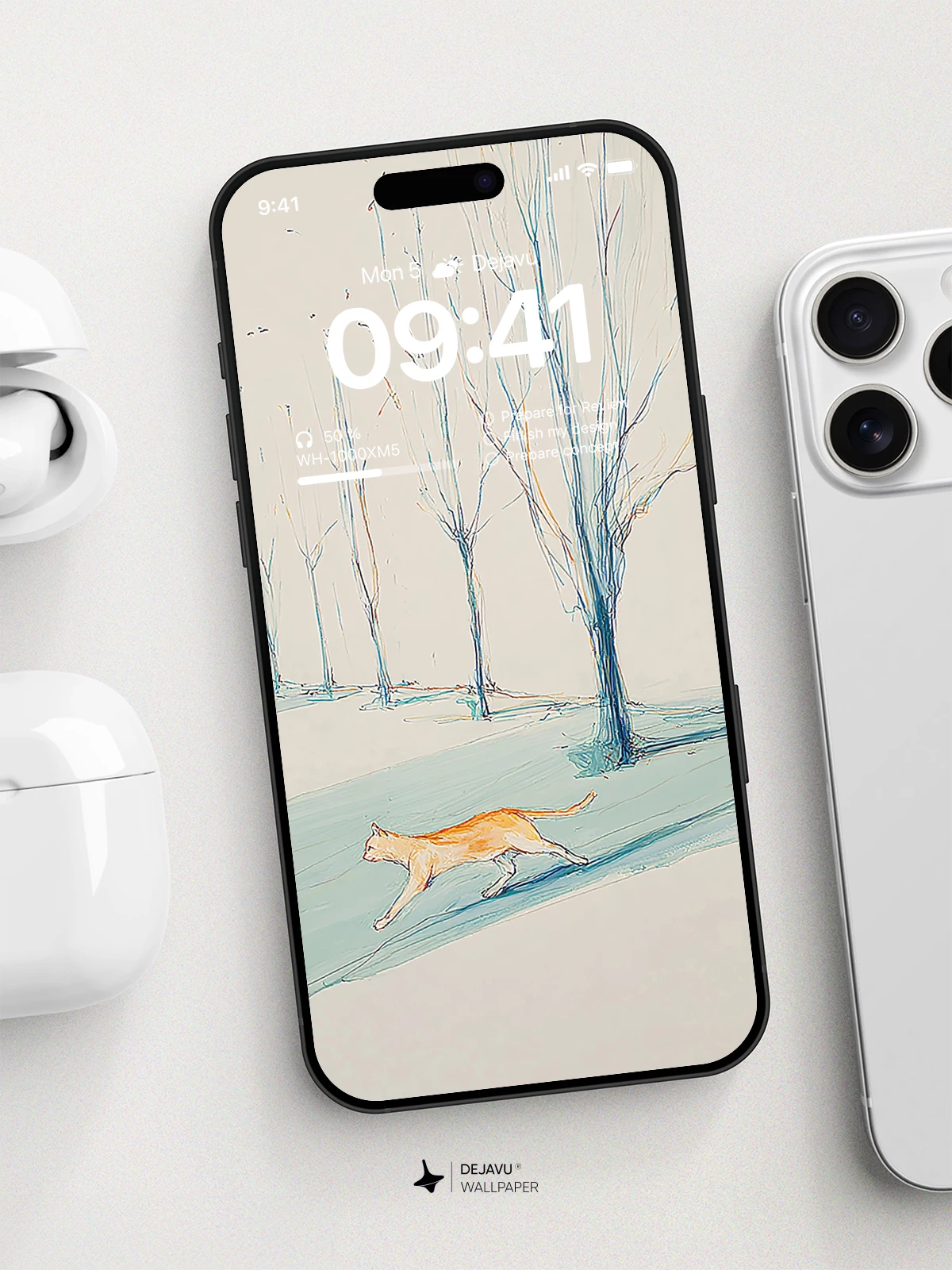 Winter Serenity Cat 8K Wallpaper