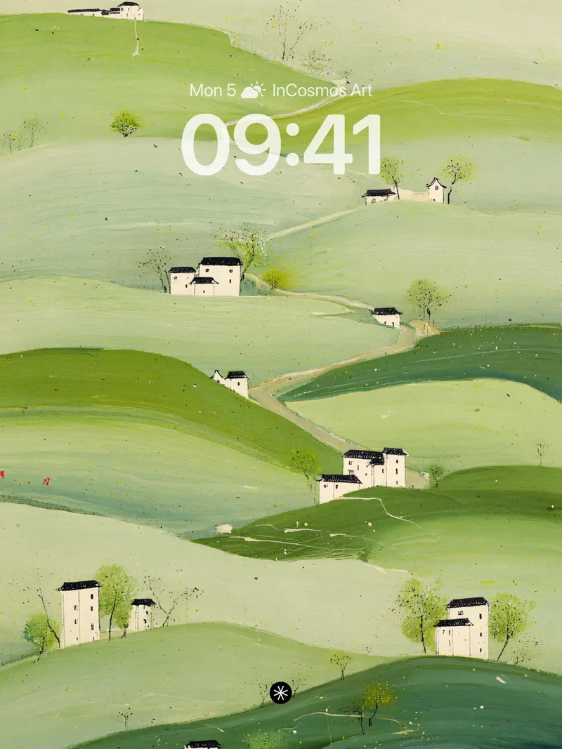 Serene Hillside Wallpaper with Whispering Greens
