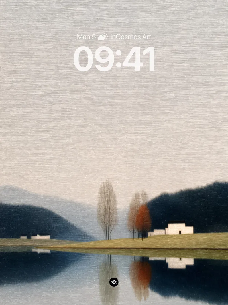 Serene Lake Reflection Wallpaper in Minimalist Haze