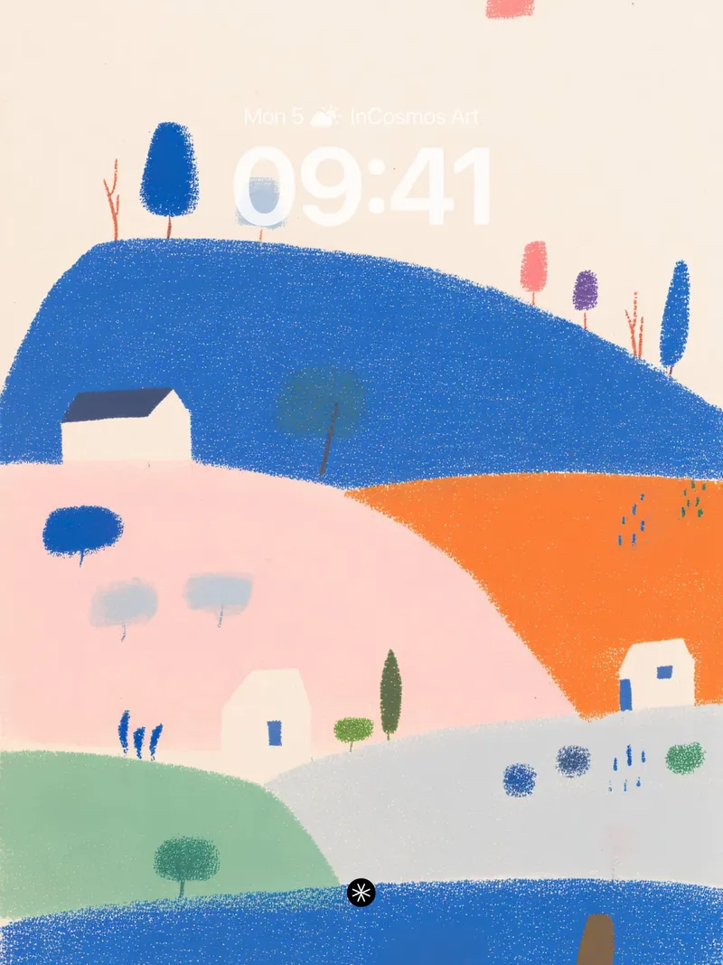 Serene Pastel Hills Wallpaper with Abstract Nature Motifs