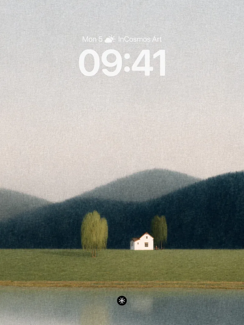 Serene Willow Reflection Wallpaper in Hazy Hills