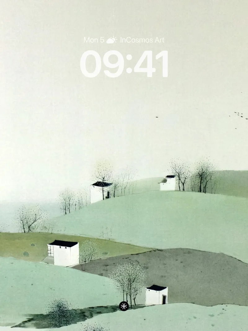 Serene Mist Hills Wallpaper with Minimalist Lines