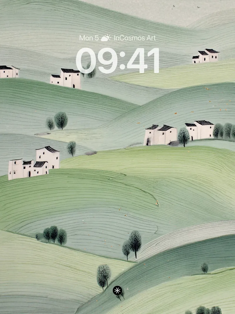 Serene Rolling Hills Wallpaper with Soft Brushstrokes