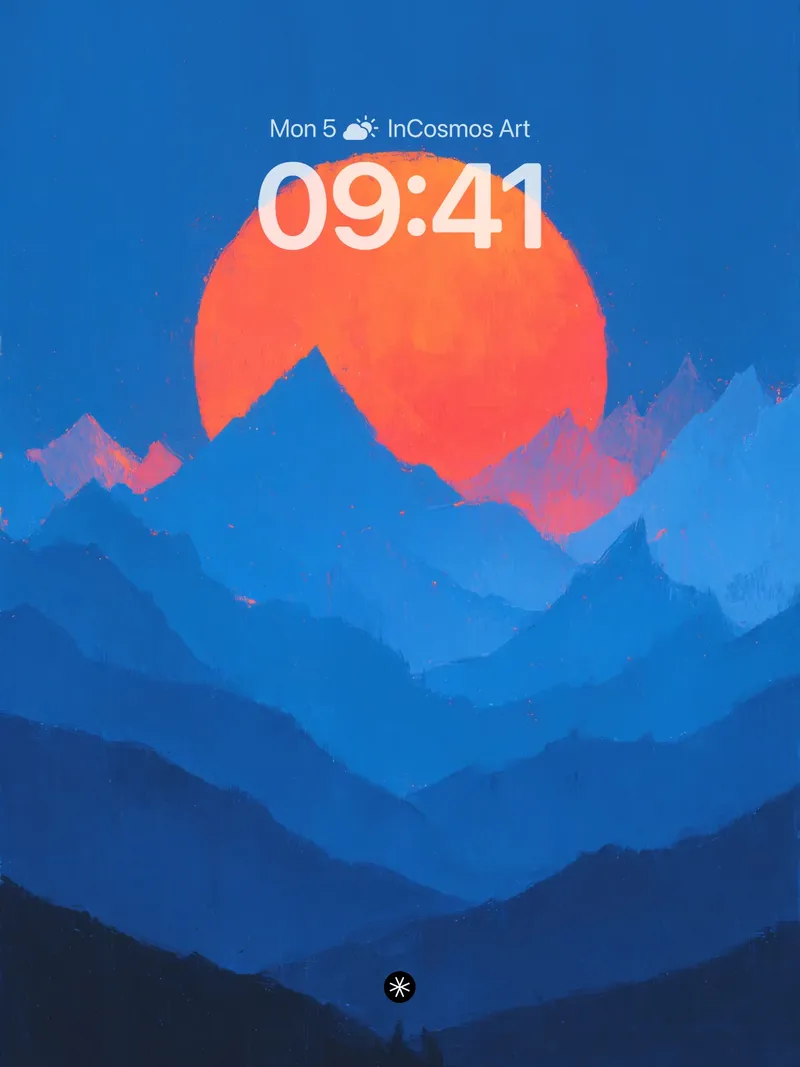 Crimson Horizon Wallpaper with Layered Peaks